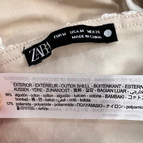 NEW Zara Cotton Crochet Lace Mini dress, Oyster Colour, Size M - Picture 16 of 16